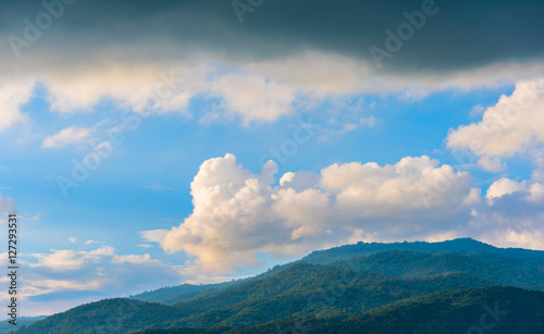 image of rainclouds and mountain in background at Doi Suthep Chiang Mai,Thailand.