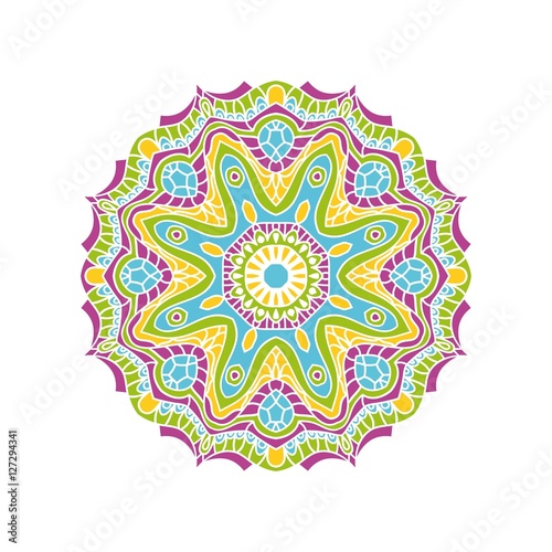 Circular background in shades of emerald. Flower circular background. Mandala. 