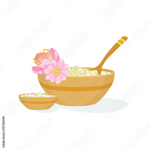 Bowl With Handmade Natural Cosmetic Product For Skincare Element Of Spa Center Health And Beauty Procedures Collection Of Illustrations
