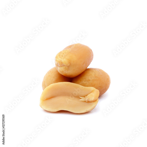 Roasted peanuts snack isolated on a white backgroundb