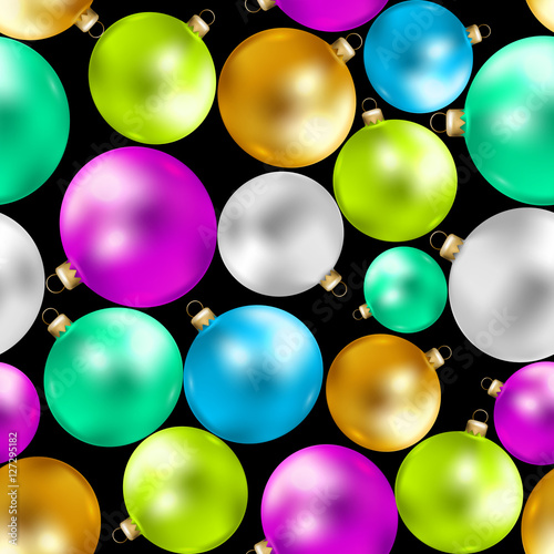 Colorful Christmas balls seamless pattern. Vector illustration.