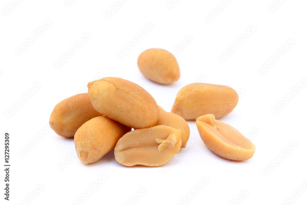 Roasted peanuts snack isolated on a white backgroundb Roasted peanuts snack isolated on a white backgroundb