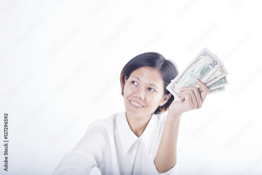 business women hand holding dollar bill money. concept saving finance and investment. business women hand holding dollar bill money. concept saving finance and investment.