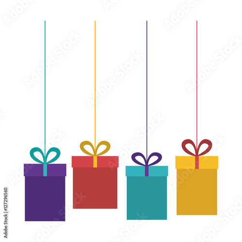 Gift box icon. Present holiday christmas and celebration theme. Isolated design. Vector illustration