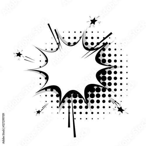 Blank template comic speech star bubble halftone dot background style pop art. Comic dialog empty cloud, space text style pop art. Creative composition idea conversation comic sketch explosion sudden
