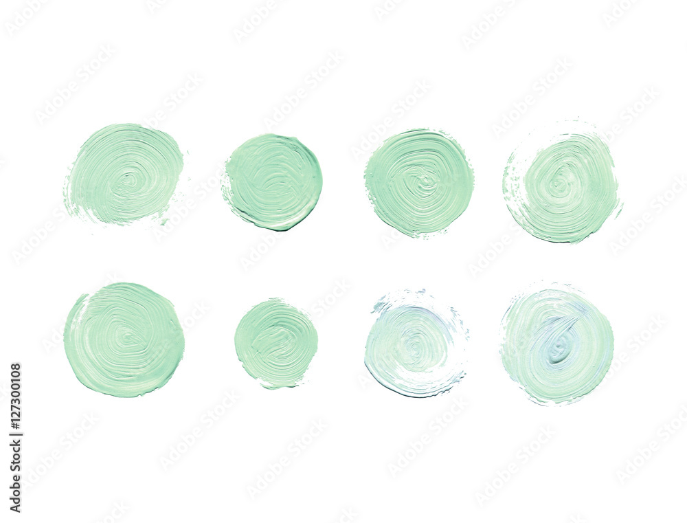 Set of hand drawn gouache round spots. Gentle green colors. They can be used for wrap, wallpaper, website, pattern, decor, print. Set of hand drawn gouache round spots. Gentle green colors. They can be used for wrap, wallpaper, website, pattern, decor, print.