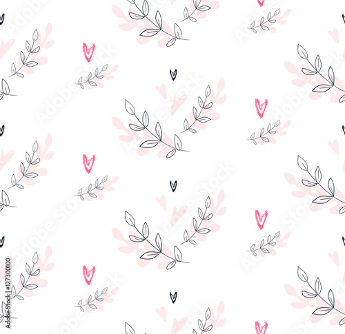 Hand drawn seamless pattern. Repetition background for textiles, packing, wrapping paper or wallpapers. Isolated vector illustration.