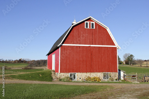 Red wooden barn on a Wisconsin farm