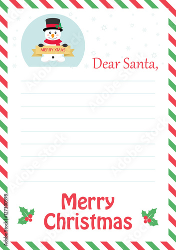 letter to santa with cute snowman