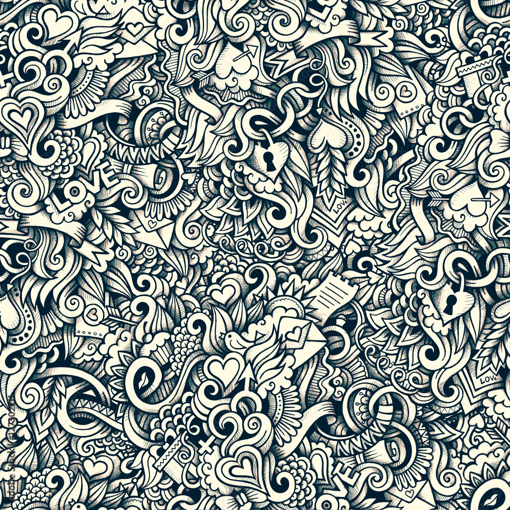 Φωτογραφία Cartoon doodles on the subject of love style theme