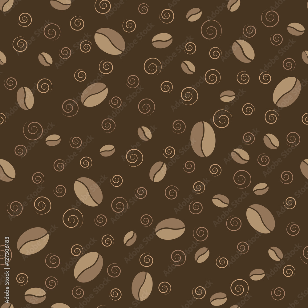 Obraz premium Seamless vector pattern for background from coffee grains and sp