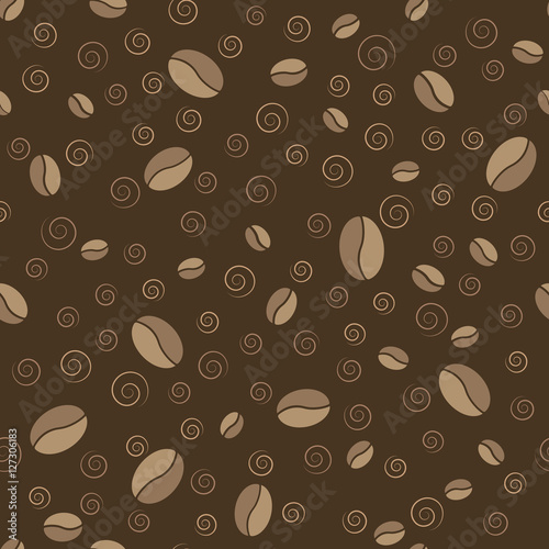 Seamless vector pattern for background from coffee grains and sp