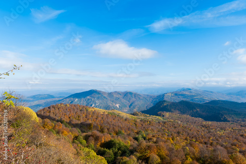 Panoramic view over mountains fall season © Maxim B
