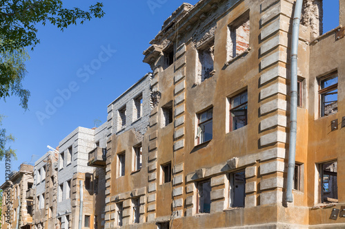 Abandoned building broken tenement apartment house © AnnaMoskvina