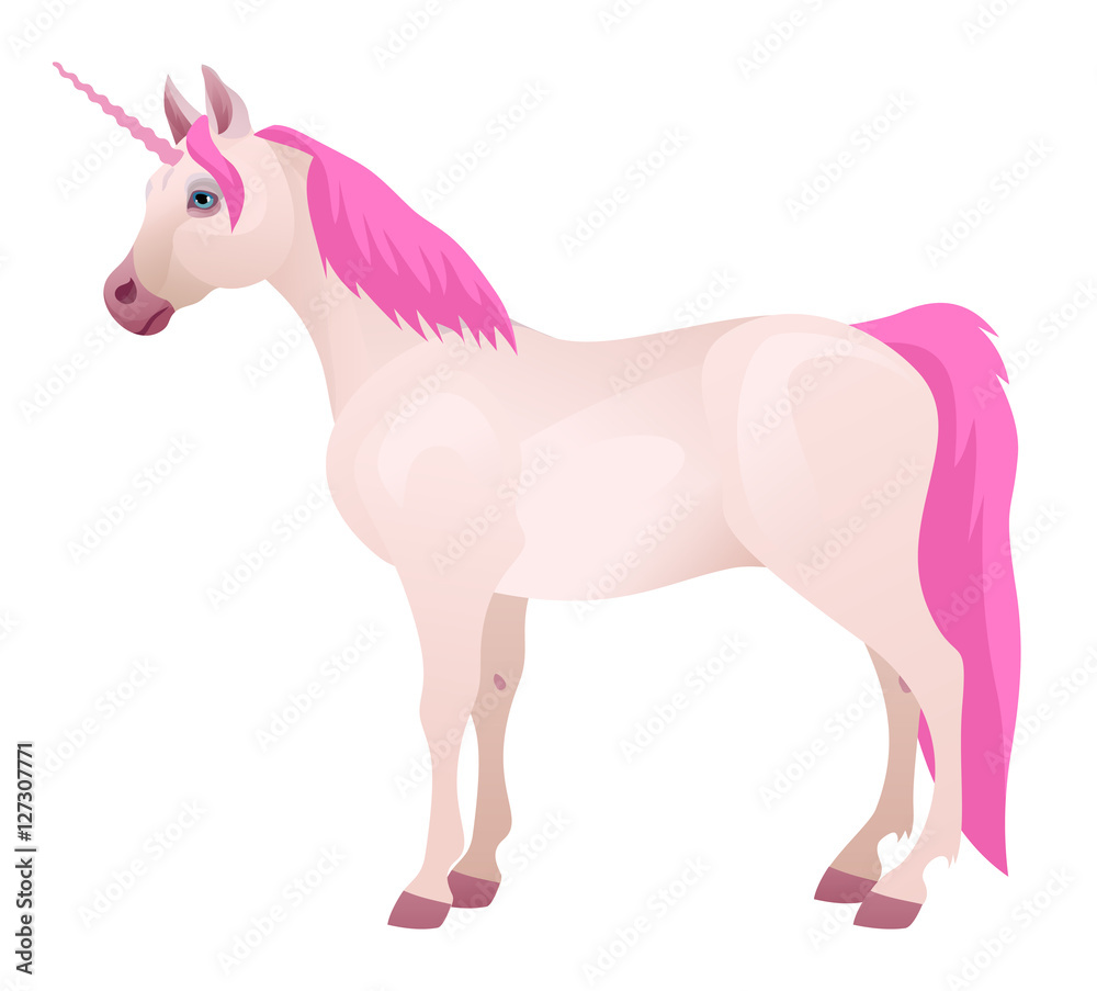 Obraz premium Vector beautiful pink unicorn