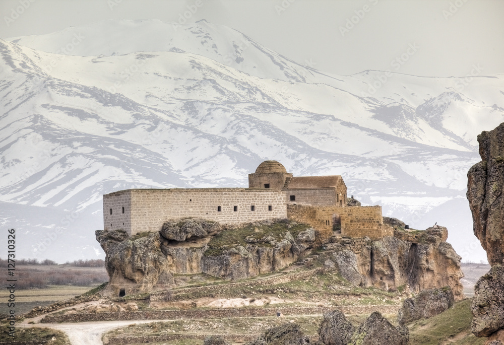 Ruins of an ancient Christian monastary in Guzelyurt Turkey