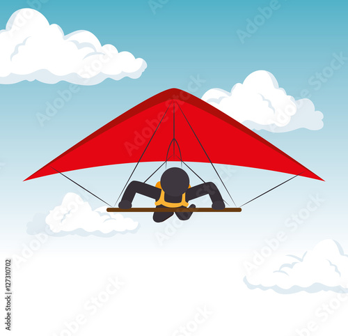 sky gliding man flying extreme sport vector illustration eps 10