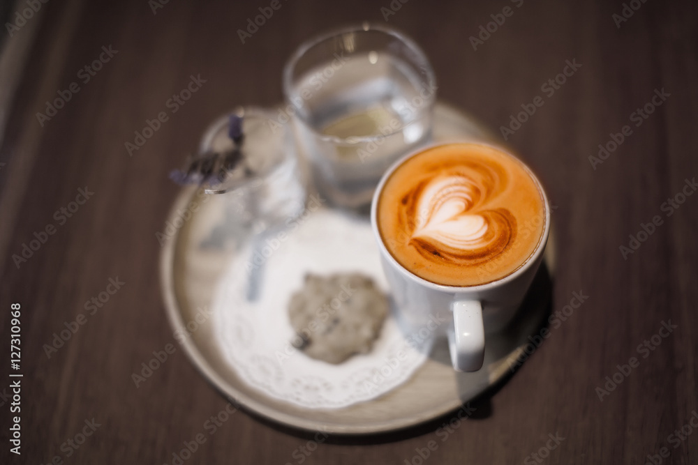 Heart on hot coffee, Cappuccino coffee hot. Heart on hot coffee, Cappuccino coffee hot.