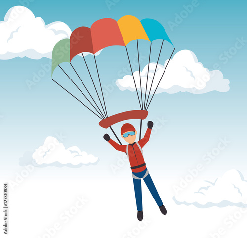 man parachute extreme sport design vector illustration eps 10