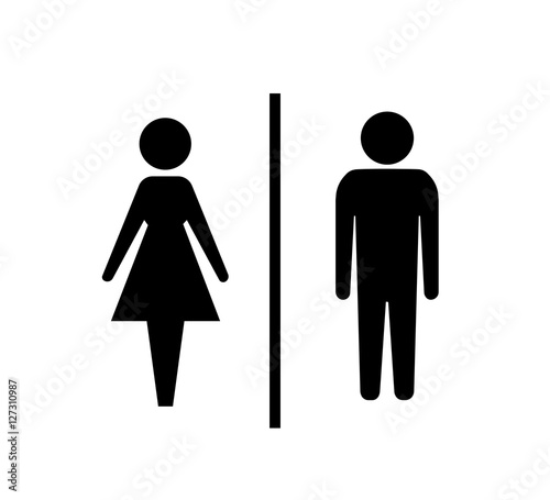 Vector man and woman icons, toilet sign, restroom icon, minimal style, pictogram
