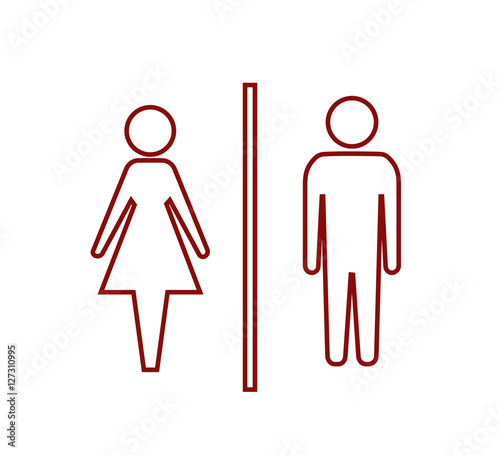 Vector man and woman icons, toilet sign, restroom icon, minimal style, pictogram