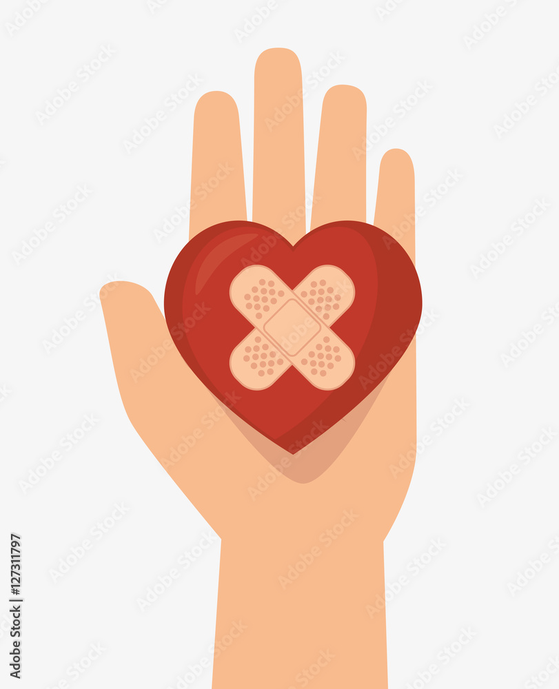 hand hols heart cure band icon vector illustration eps 10 hand hols heart cure band icon vector illustration eps 10