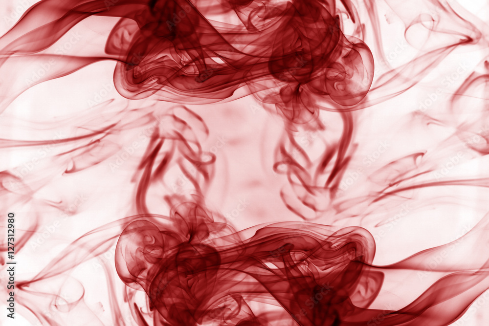 Toxic fumes movement on a white background..Red smoke movement o Toxic fumes movement on a white background..Red smoke movement o