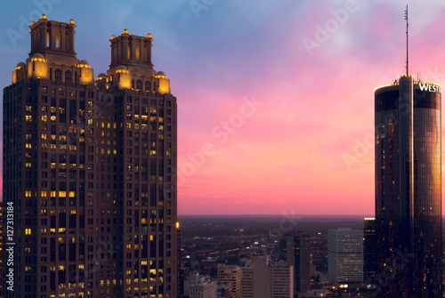 Blue and pink skies over Atlanta