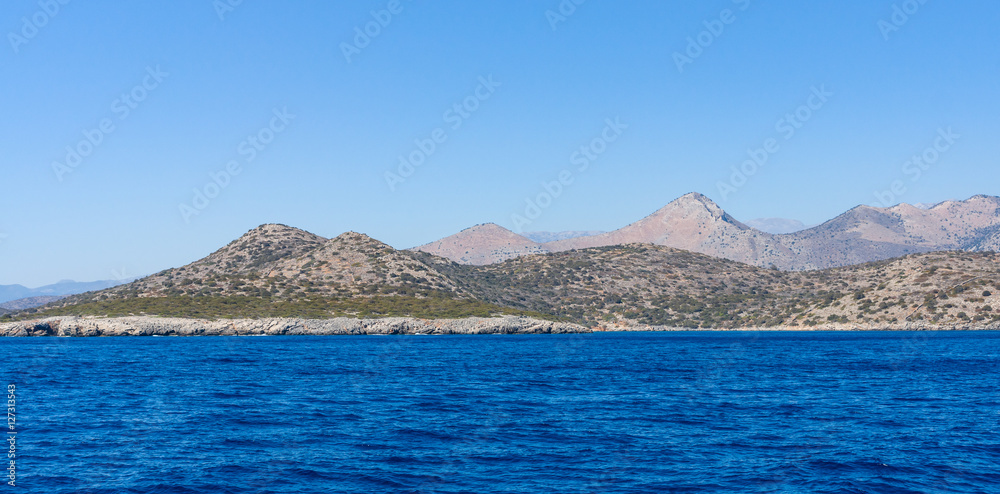 Mediterranean Sea. Crete. Greece. The cliffs of the peninsula of Kalydon. Mediterranean Sea. Crete. Greece. The cliffs of the peninsula of Kalydon.