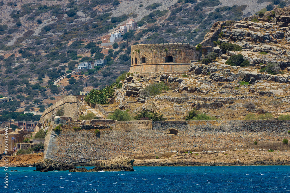 The ruins of the Venetian fortress on Spinalonga island. Crete. Greece.