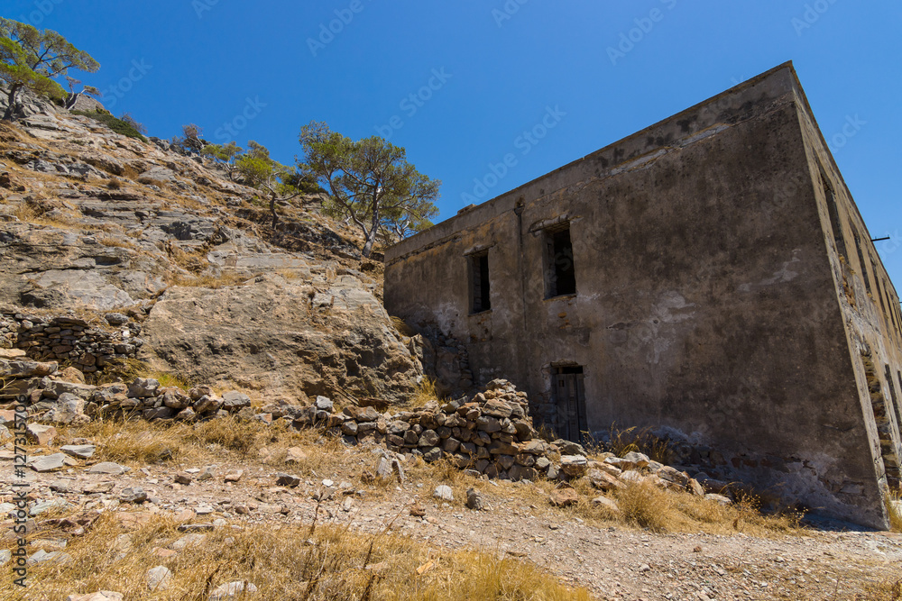 The ruins of the leper colony closed in the 50s on the ruins of a Venetian fortress on Spinalonga island. Crete. Greece.
