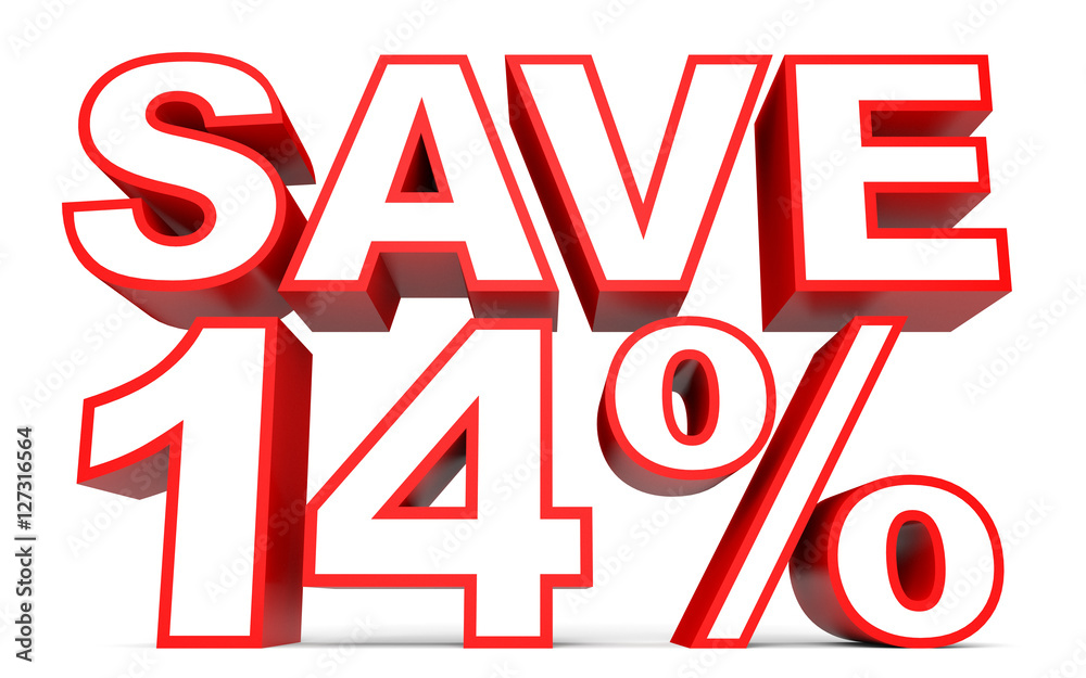 Discount 14 percent off. 3D illustration on white background. Discount 14 percent off. 3D illustration on white background.