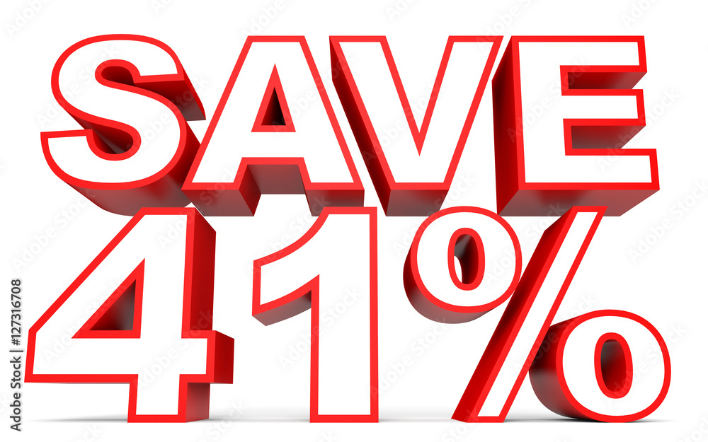 Discount 41 percent off. 3D illustration on white background. Discount 41 percent off. 3D illustration on white background.
