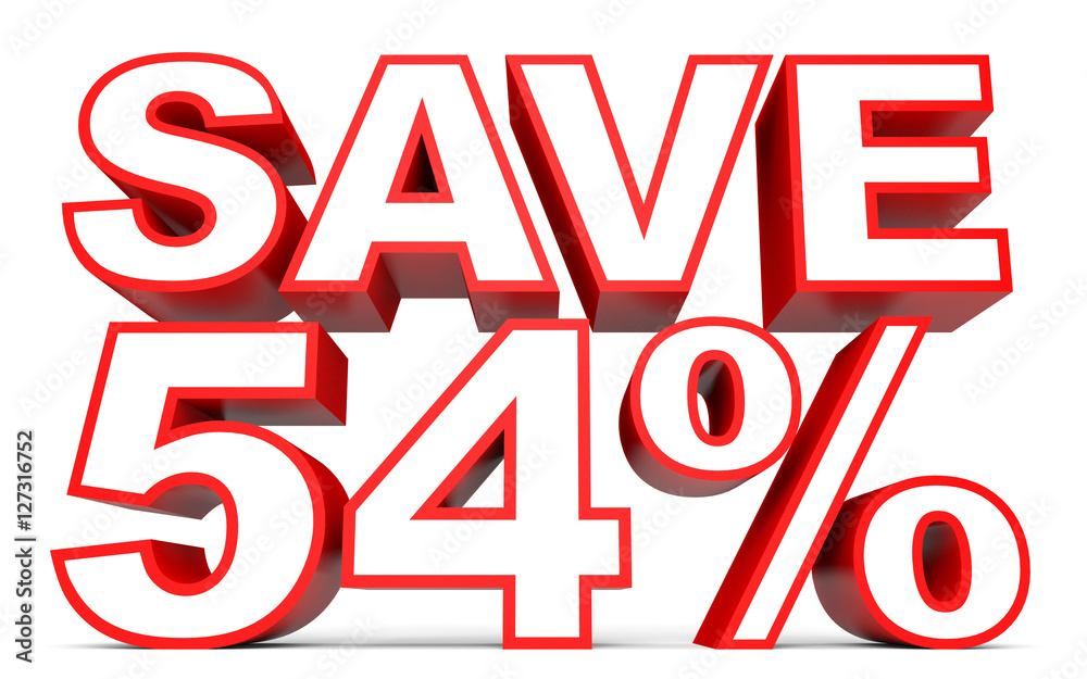 Discount 54 percent off. 3D illustration on white background. Discount 54 percent off. 3D illustration on white background.