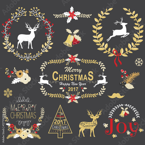 Gold Christmas Chalkboard Wreath Frame Collection