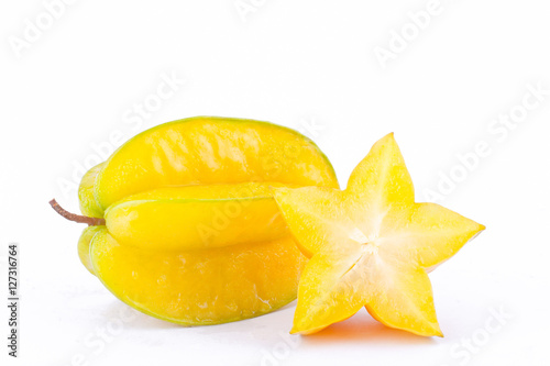  star fruit carambola or star apple ( starfruit ) on white background healthy star fruit food isolated ( side view ) 