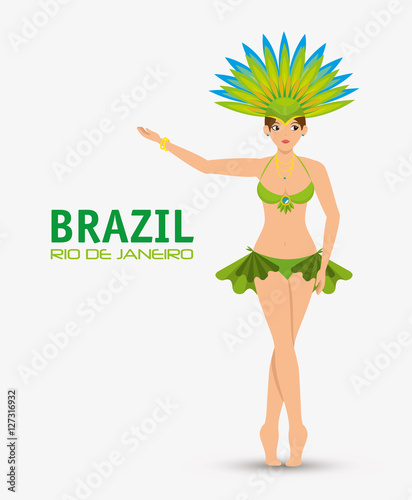 character garota brazil rio de janeiro design vector illustration eps 10