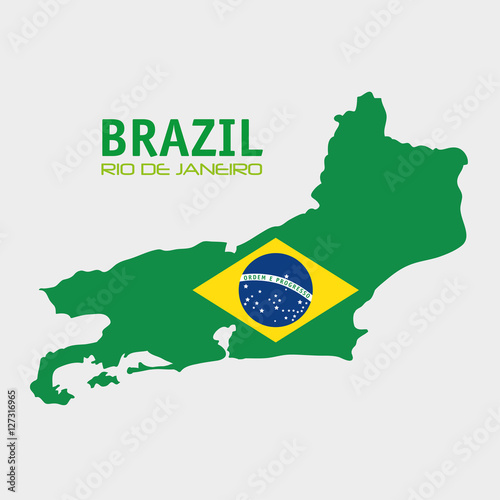 brazil rio de janeiro map and flag vector illustration eps 10