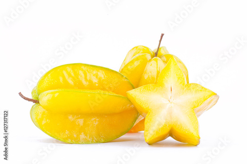  ripe star fruit carambola or star apple ( starfruit ) on white background healthy star fruit food isolated 