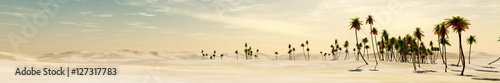 panorama of desert and palm trees. © ustas