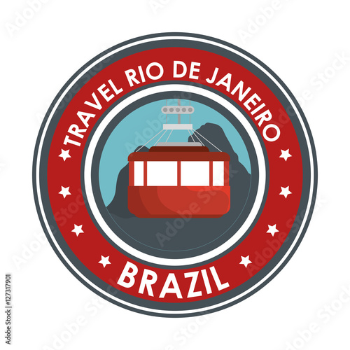 travel rio de janeiro brazil cable car emblem design vector illustration eps 10