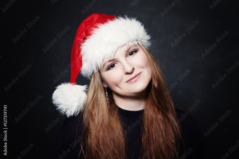 Cute Mature Woman in Santa Hat Cute Mature Woman in Santa Hat
