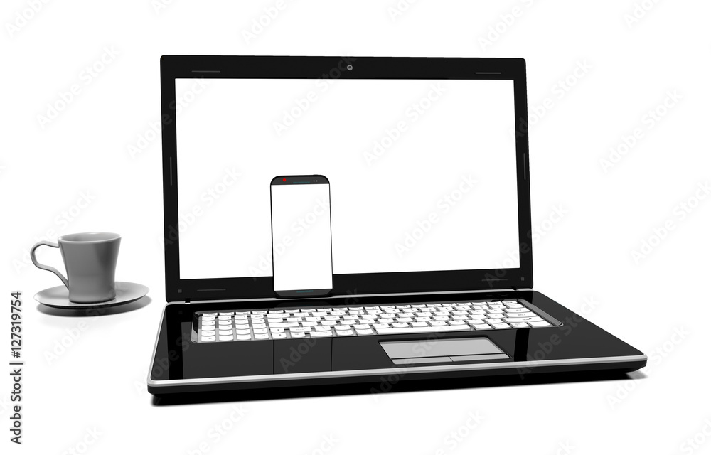Fototapeta premium laptop isolated on white with clipping path, 3d render