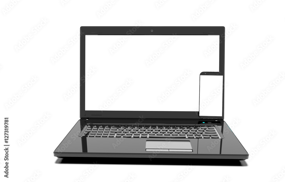 laptop isolated on white with clipping path, 3d render laptop isolated on white with clipping path, 3d render