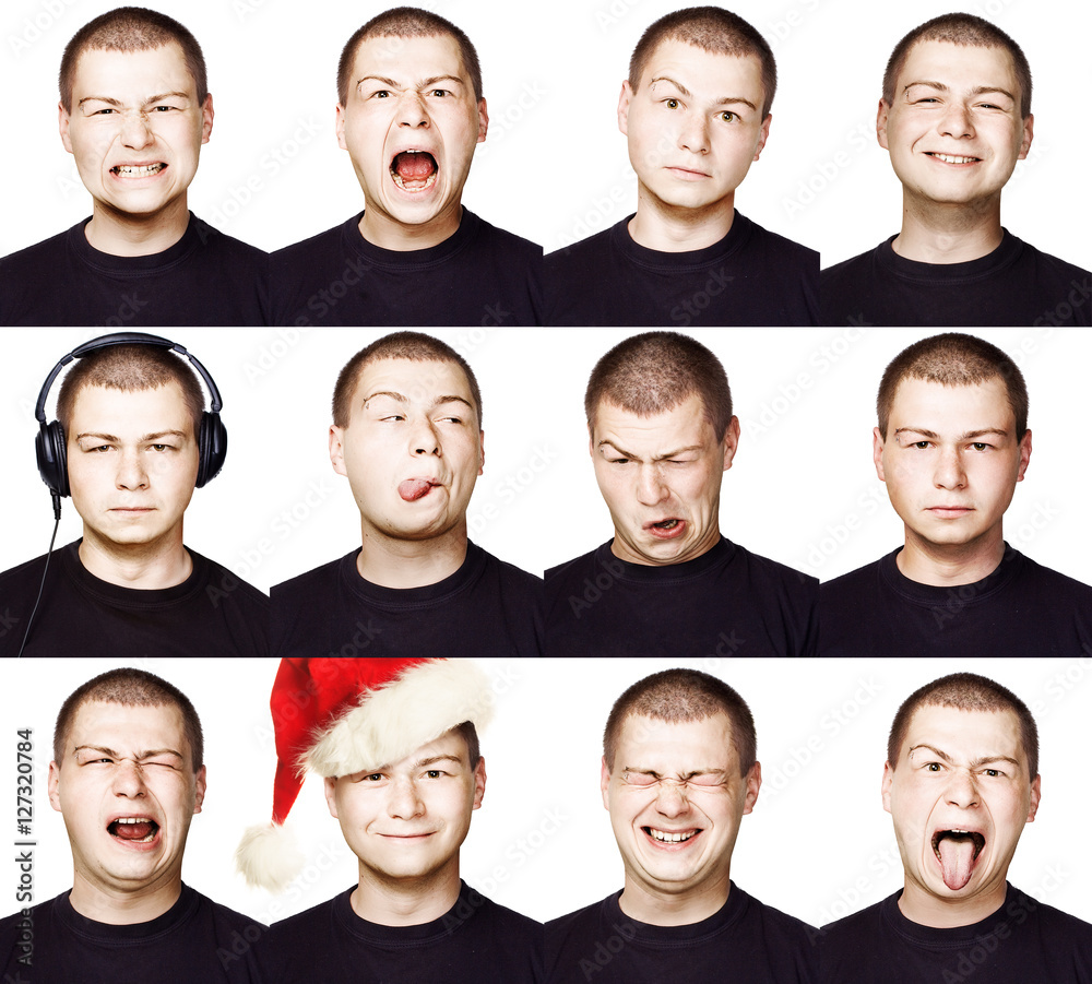 Man. Set of Different Facial Expressions or Emotions Man. Set of Different Facial Expressions or Emotions