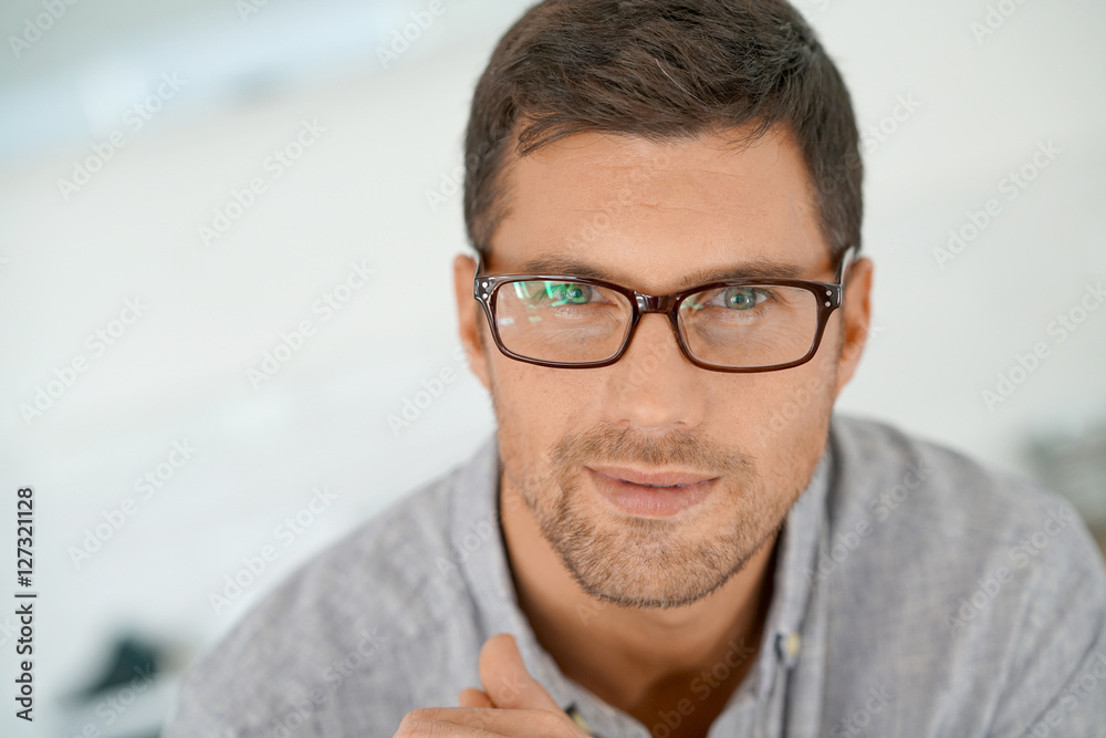 Portrait of handsome man with eyeglasses Portrait of handsome man with eyeglasses