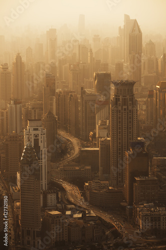 Aerial view of Shanghai skyline