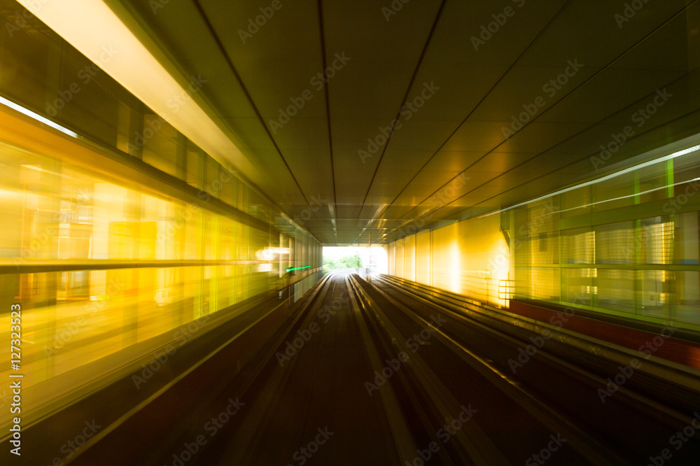 Fototapeta premium Speed motion in urban highway road tunnel