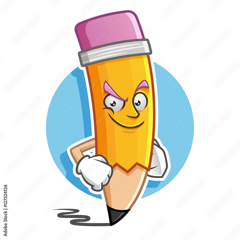 Confidence Pencil mascot, Pencil character, Pencil cartoon Confidence Pencil mascot, Pencil character, Pencil cartoon