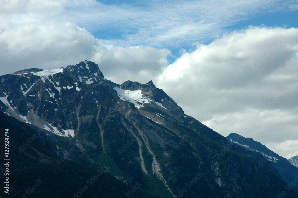 Scenic View of Snow on a Rocky Mountain near Haines Alaska